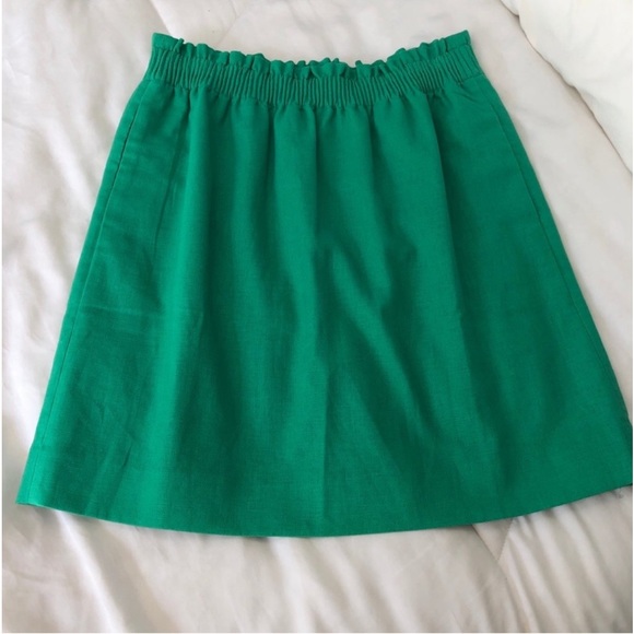 🆕 J Crew Green City Skirt. Linen Blend with Hand Pockets & Elastic Waist. NWOT - Picture 5 of 13